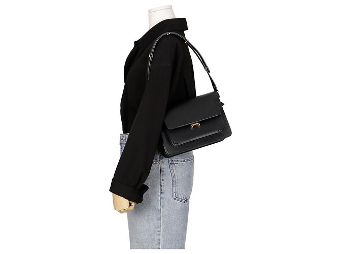 Marni Borsa a spalla e crossbody media Trunk Nero - vista 19