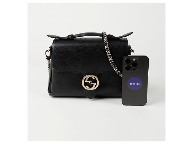Gucci Bolsa de ombro com alça superior entrelaçada Preto - vista 10