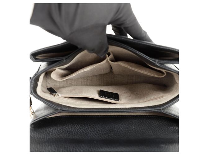 Gucci Bolsa de ombro com alça superior entrelaçada Preto - vista 14