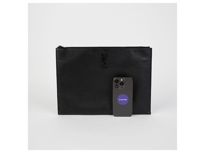 Saint Laurent Große Monogramm-Clutch Schwarz - Ansicht 12