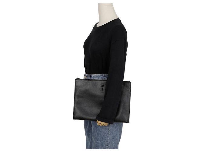Saint Laurent Große Monogramm-Clutch Schwarz - Ansicht 14
