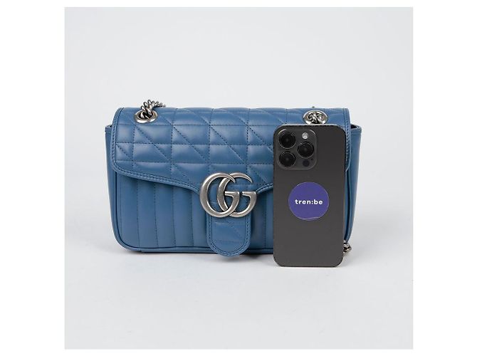 Gucci Borsa a spalla incrociata GG Marmont Small Blu - vista 10