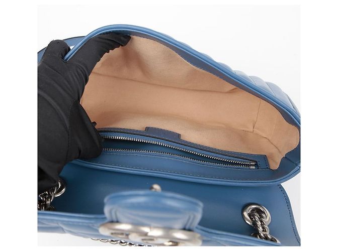 Gucci Borsa a spalla incrociata GG Marmont Small Blu - vista 12
