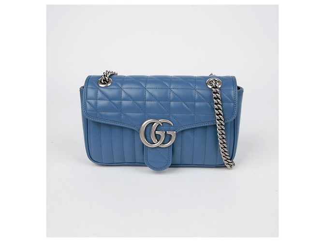 Gucci Borsa a spalla incrociata GG Marmont Small Blu - vista 2