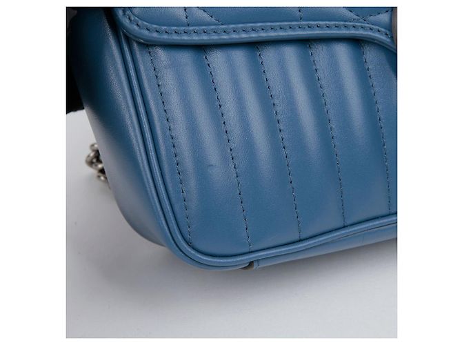 Gucci Borsa a spalla incrociata GG Marmont Small Blu - vista 4