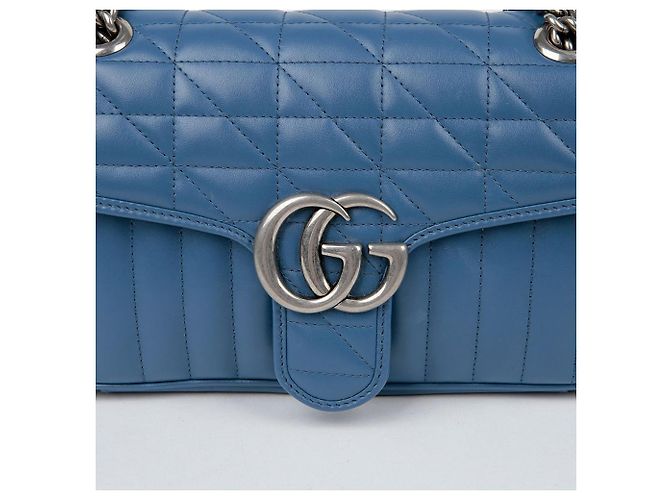 Gucci Borsa a spalla incrociata GG Marmont Small Blu - vista 5