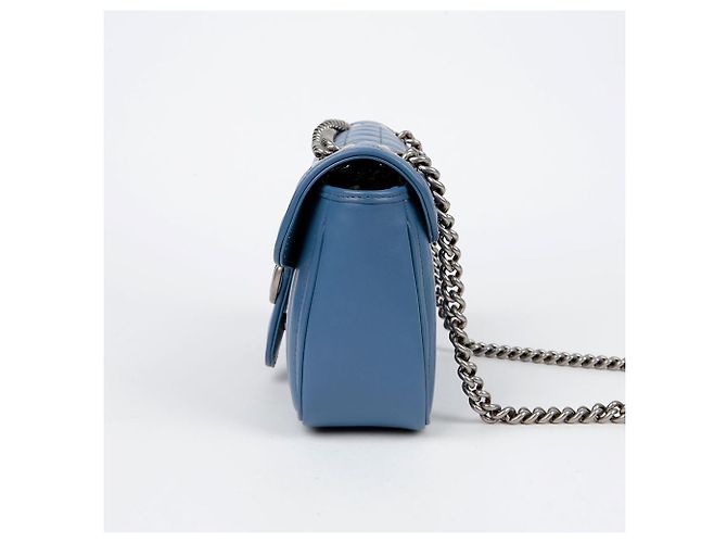 Gucci Borsa a spalla incrociata GG Marmont Small Blu - vista 7