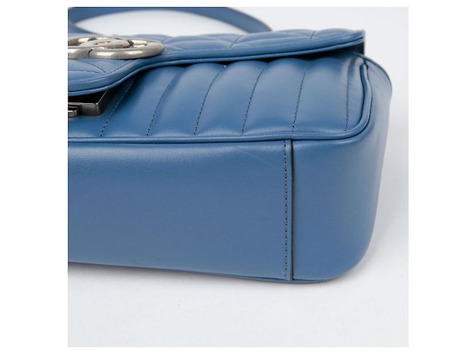 Gucci Borsa a spalla incrociata GG Marmont Small Blu - vista 9