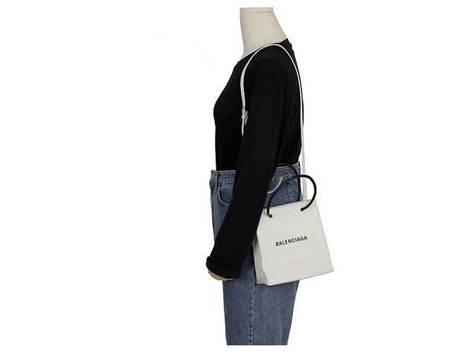 Balenciaga Nord Süd Einkaufstasche Schultertasche XXS Weiß - Ansicht 11