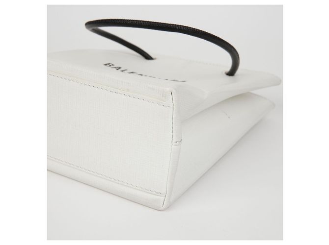 Balenciaga Nord Süd Einkaufstasche Schultertasche XXS Weiß - Ansicht 8