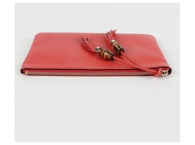 Bamboo Gucci Pochette in bambù con nappa Rosso - vista 5