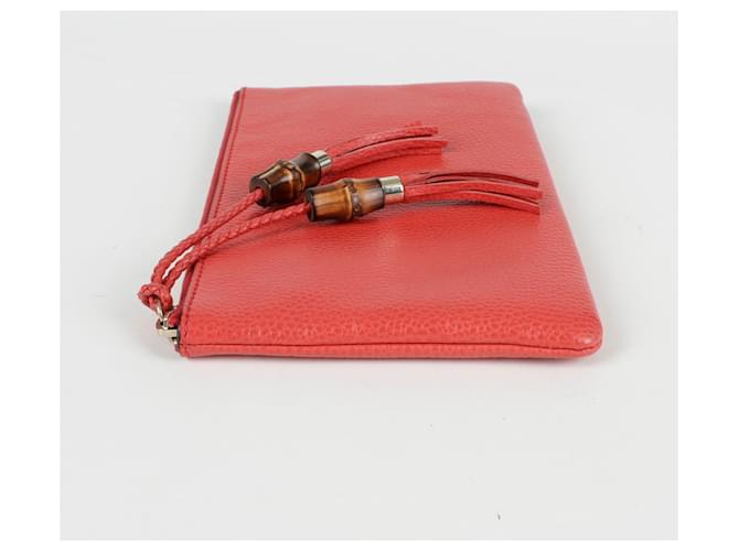 Bamboo Gucci Pochette in bambù con nappa Rosso - vista 6