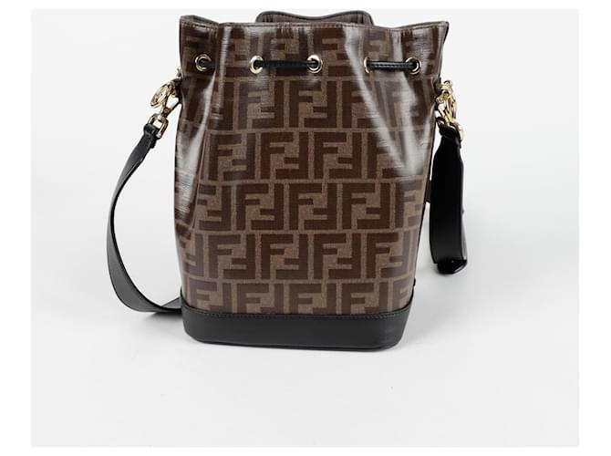 Fendi Borsa a tracolla a secchiello Montrezo Small Marrone - vista 4