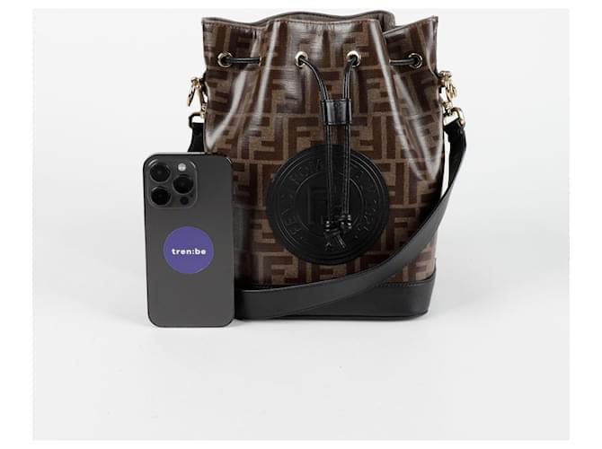 Fendi Borsa a tracolla a secchiello Montrezo Small Marrone - vista 7