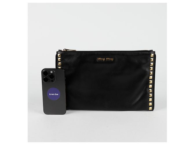 Miu Miu Clutch con tachuelas Negro - vista 9