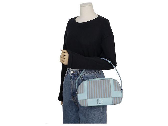 Givenchy Runder Schultertasche mit gestreiftem Muster Blau - Ansicht 16