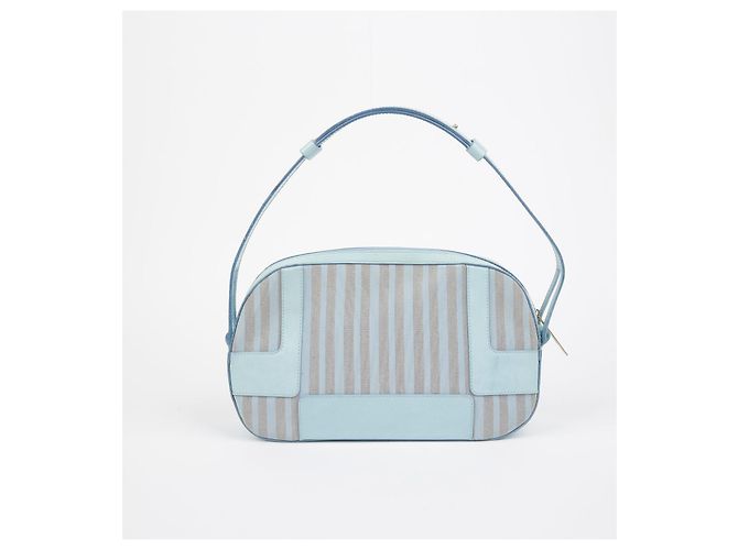 Givenchy Runder Schultertasche mit gestreiftem Muster Blau - Ansicht 3