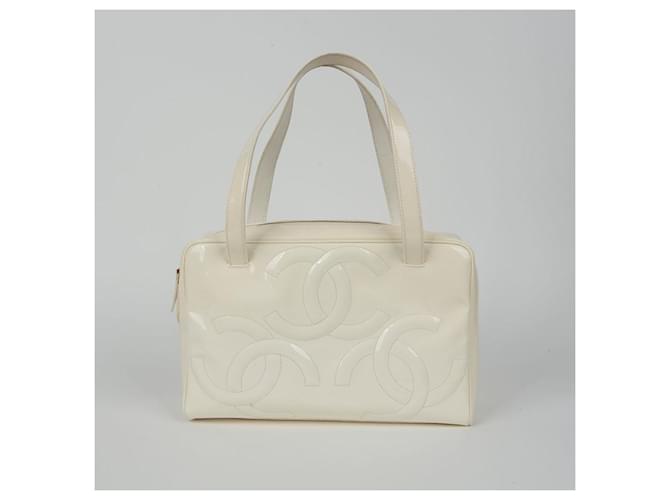 Chanel Borsa da bowling con logo Triple CC Bianco - vista 2