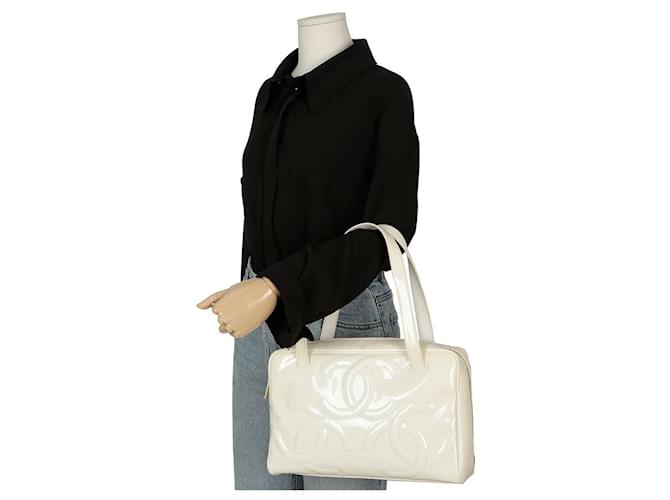 Chanel Borsa da bowling con logo Triple CC Bianco - vista 20