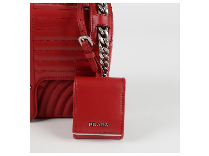 Prada Borsa a tracolla incrociata Diagram Chain Rosso - vista 3