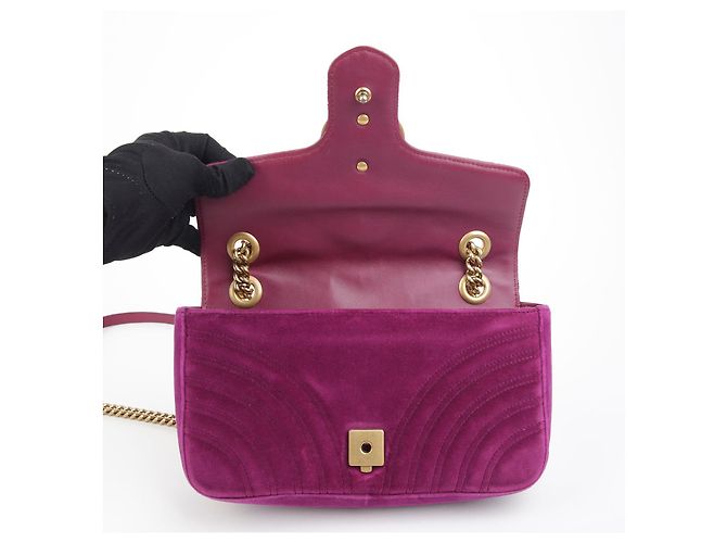 Gucci Borsa a Spalla Incrociata GG Marmont Small Porpora - vista 9
