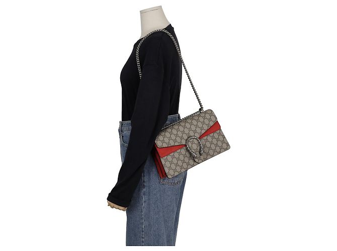 Gucci Borsa a Spalla con Catena Dionysus Small Rosso - vista 9