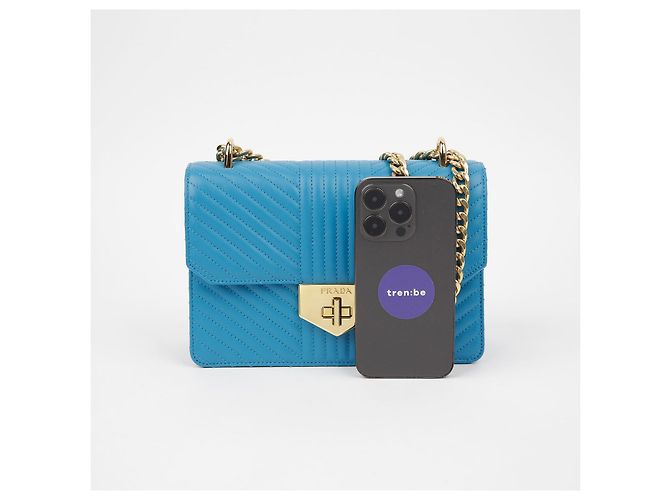 Prada Bolso cruzado de cadena con cierre Diagram Azul - vista 8