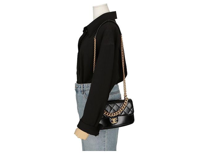 Chanel Borsa a spalla con pattina a fisarmonica Nero - vista 11