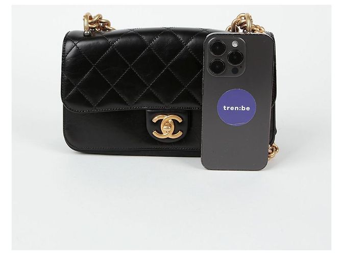 Chanel Borsa a spalla con pattina a fisarmonica Nero - vista 8