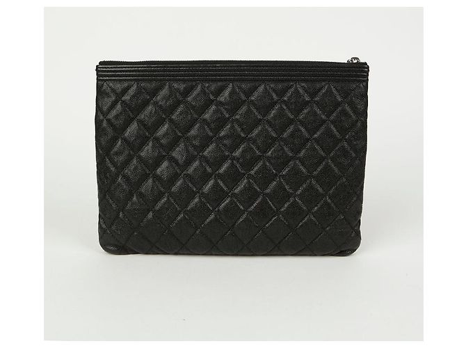 Chanel Clutch Medio in Pelle Caviar Boy Nero - vista 4