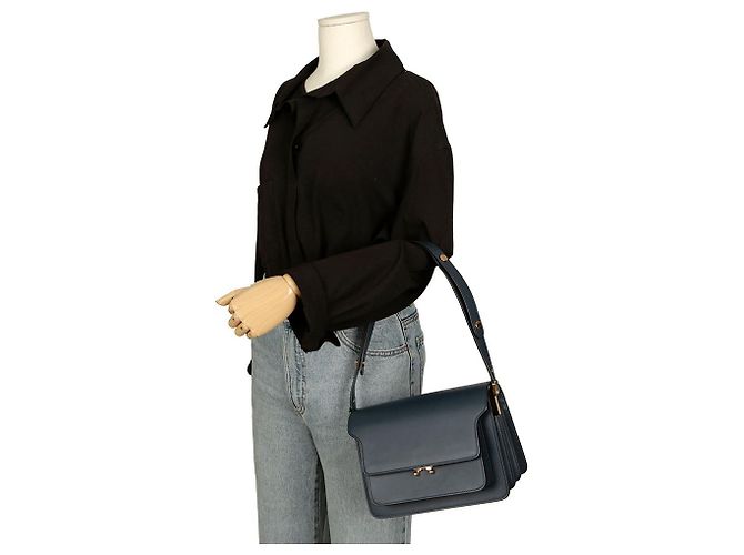 Marni Borsa a tracolla media Trunk Blu - vista 11