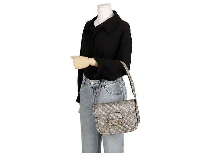 Gucci Borsa a tracolla piccola Horsebit Hacker Bianco - vista 9