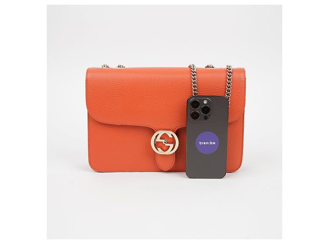 Gucci Interlocking Medium Chain Shoulder Bag Orange - view 10