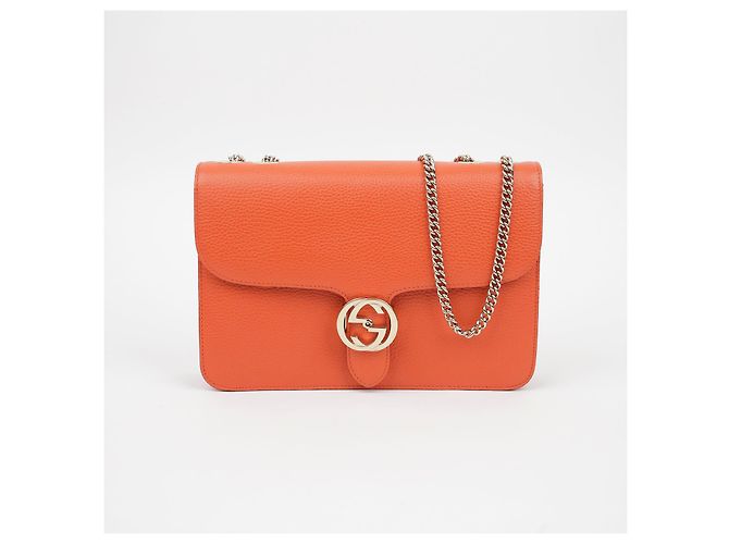 Gucci Interlocking Medium Chain Shoulder Bag Orange - view 2