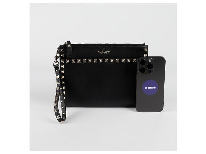 Valentino Clutch con tracolla Rockstud Nero - vista 8