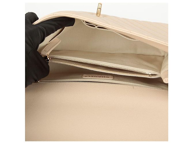 Coco Handle Chanel Bolsa de ombro média em couro caviar com alça de coco Branco - vista 11