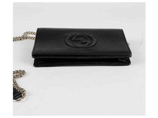 Gucci Bolsa de ombro cruzada com corrente Soho entrelaçada Preto - vista 8