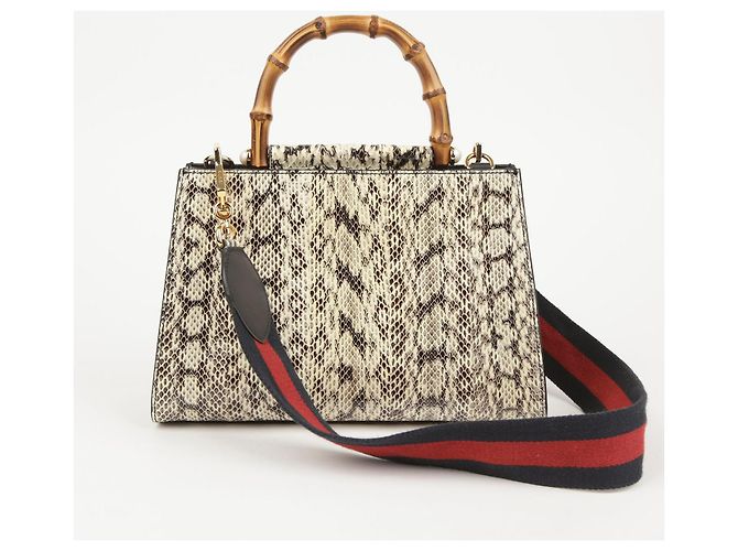 Gucci Nympheas Bamboo Tote and Shoulder Bag White - view 3