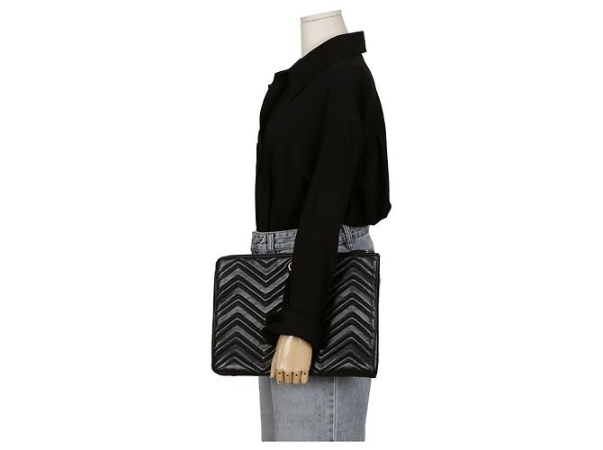 Gucci Borsa Clutch GG Marmont Nero - vista 11