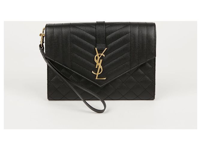 Saint Laurent Pochette Envelope Matelassé Mix Nero - vista 2