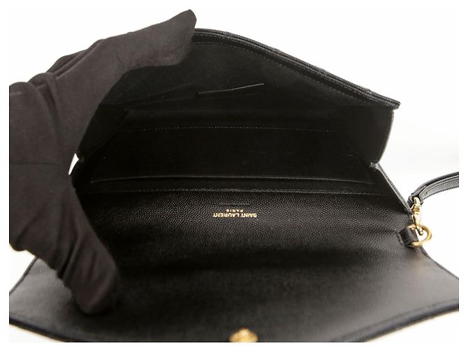 Saint Laurent Pochette Envelope Matelassé Mix Nero - vista 6