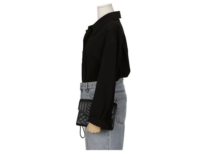 Saint Laurent Pochette Envelope Matelassé Mix Nero - vista 8