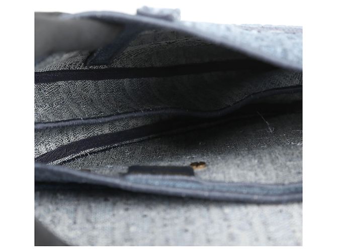 Dior Blue Oblique Denim Canvas Saddle Shoulder Bag - view 11