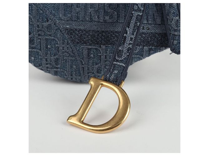 Dior Blue Oblique Denim Canvas Saddle Shoulder Bag - view 4