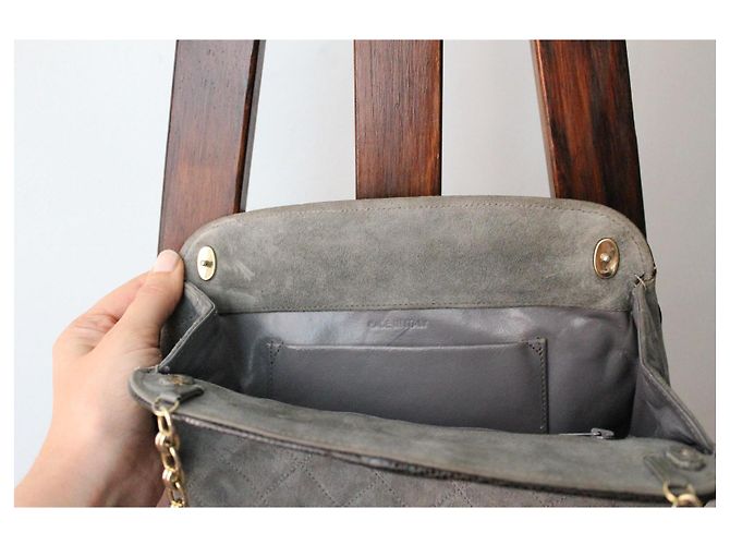 Borsa a mano Chanel grigia e dorata in suede e pelle esotica Grigio - vista 11