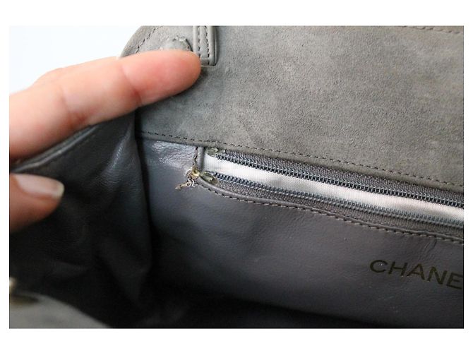 Borsa a mano Chanel grigia e dorata in suede e pelle esotica Grigio - vista 13