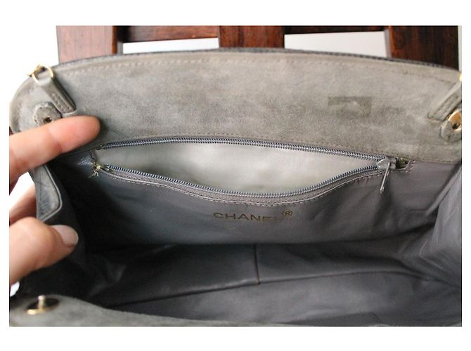 Borsa a mano Chanel grigia e dorata in suede e pelle esotica Grigio - vista 14