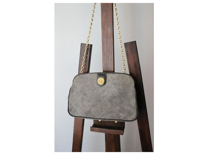 Borsa a mano Chanel grigia e dorata in suede e pelle esotica Grigio - vista 2