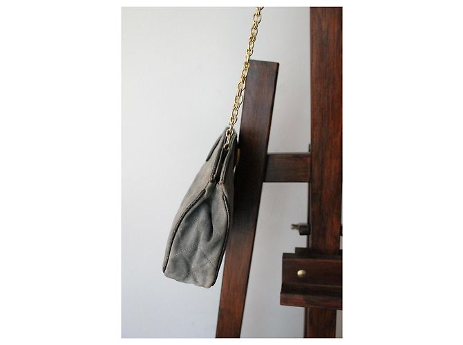 Borsa a mano Chanel grigia e dorata in suede e pelle esotica Grigio - vista 6