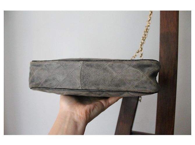 Borsa a mano Chanel grigia e dorata in suede e pelle esotica Grigio - vista 8
